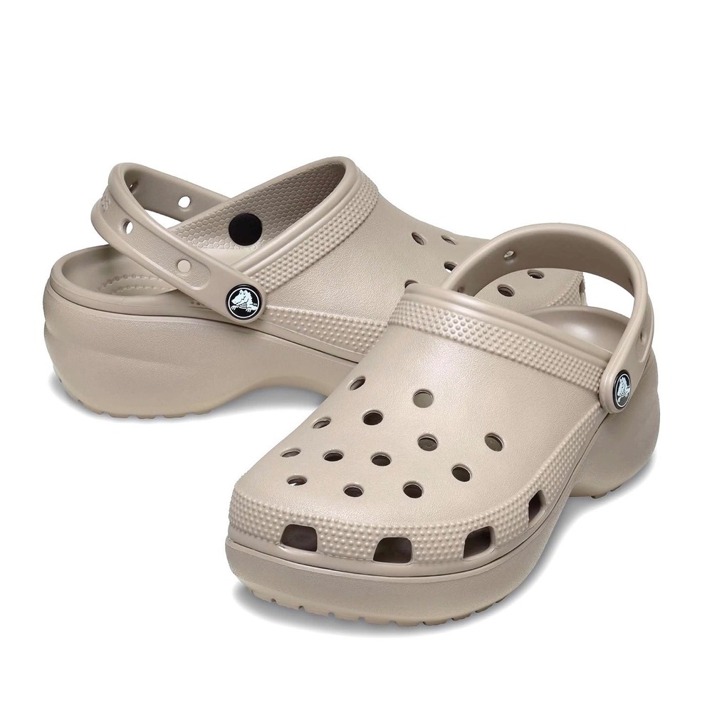 CROCS Classic Platform Clog Sz 7 Taupe